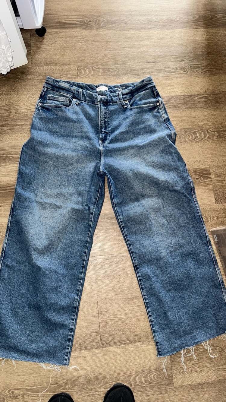 Good American Good Skate Crop Size 14 / 32 High Rise Loose Leg Jeans